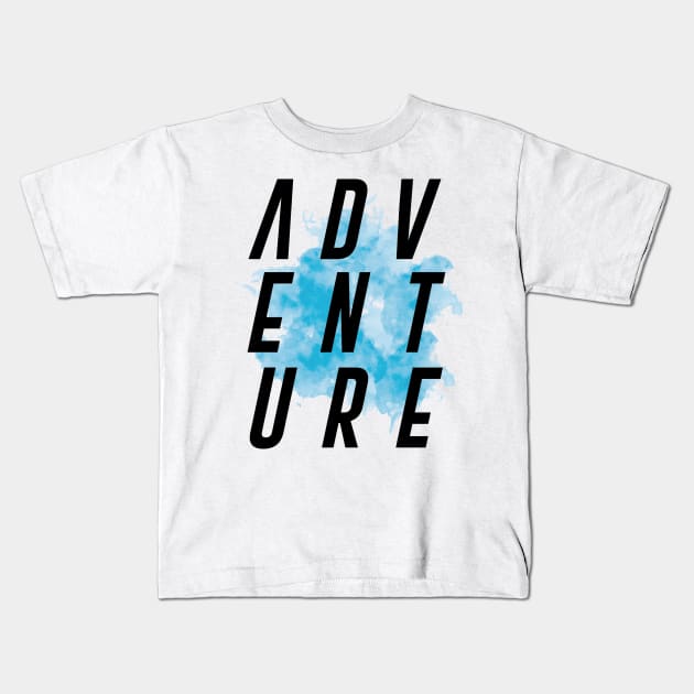 Adventure - Blue Watercolor Kids T-Shirt by StudioGrafiikka